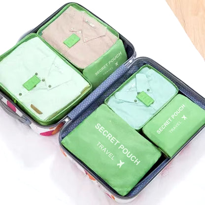6 Pcs/Set Pink/Blue/Grey Travel Storage Bag Large Capacity Waterproof Luggage Clothing Underwear Storage with Zipper
