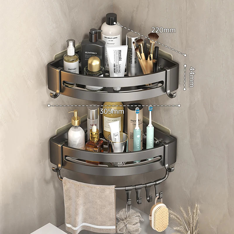 Adhesive Bathroom Shampoo Holder Shower Caddy Shelves Storage Organizer No Drill Shelf Corner Towel Holder Shelves for Bathroom