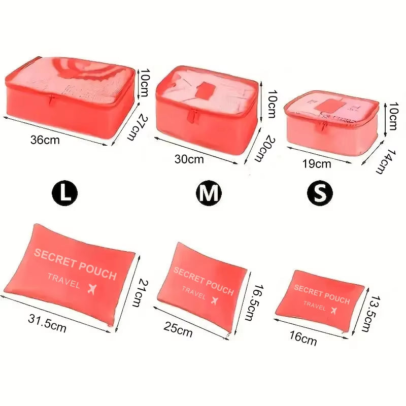 6 Pcs/Set Pink/Blue/Grey Travel Storage Bag Large Capacity Waterproof Luggage Clothing Underwear Storage with Zipper