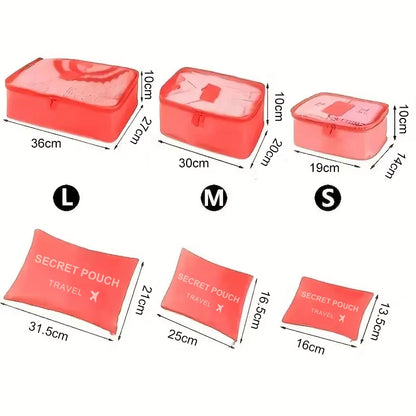 6 Pcs/Set Pink/Blue/Grey Travel Storage Bag Large Capacity Waterproof Luggage Clothing Underwear Storage with Zipper