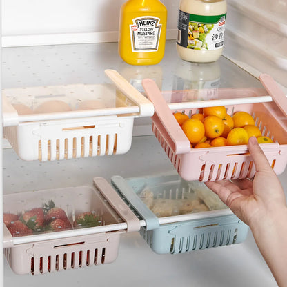 1Pc Refrigerator Storage Basket Flexible Expandable Fridge Organizer Drawer Storage Rack Storage Fresh Box Freezer Box Storage